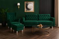 Zestaw mebli wypoczynkowych sofa i fotel uszak z pufą komplet tapicerowany