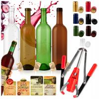 Винный набор 30x винные бутылки этикетки колпачки пробки пробка