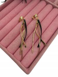 Klipsy złote chwosty frędzle prezent c72