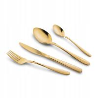 Zestaw Sztućców Komplet Sztućce 30 Elementy 6 osób Widelec Łyżki Nóż Złote