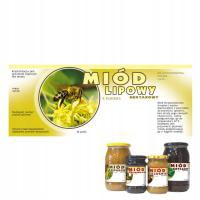 Etykiety Naklejka na Miód LIPOWY (100szt) 154x60mm Etykieta do miodu Duża