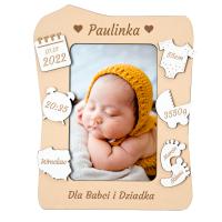 Prezent na Dzień Babci i Dziadka ramka metryczka