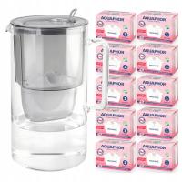 Dzbanek filtrujący wodę szklany Aquaphor Glass Szary + 10 Wkładów Maxfor