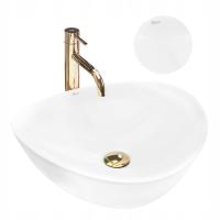 Umywalka Ceramiczna Nablatowa Andrea 48x43x12 cm Owalna Biała Połysk Rea