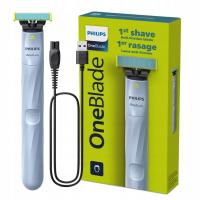 Golarka Philips OneBlade First Shave z ostrzem do skóry wrażliwej QP1324/20 + Naklejka Pan Naklejka Zielony listek 11x11 cm zielony