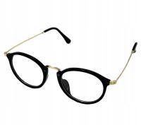 Очки женские плоские круглые очкарики Черный прозрачный металлический каркас