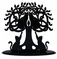 Stojak na Biżuterię Koty Drzewo Prezent dla Kociary Ekspozytor Drewniany