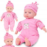 ДЕТСКАЯ КУКЛА В КОМБИНЕЗОНЕ ГОВОРИТ СМЕЕТСЯ 34 СМ МЯГКАЯ МИЛАЯ ШАПОЧКА ДЛЯ ОДЕЖДЫ