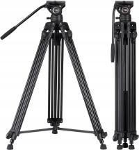 Tripod Cayer BV30 184 cm czarny, aluminiowy statyw z głowicą K3 Fluid DSLR