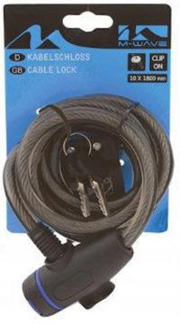 ZAMKNIĘCIE BLOKADa SPIRALA 10X180 KLUCZYK M-WAVE BIAŁA