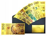 Красивый набор для коллекционера позолоченных польских банкнот