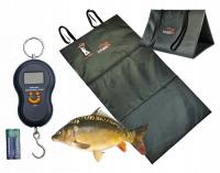 ZESTAW MATA KARPIOWA Z MIARKĄ SKŁADANA + WAGA ELEKTRONICZNA DO 50 KG 95x48