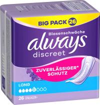ALWAYS DISCREET 5 LONG 26 szt podpaski nietrzymanie moczu i krwawienie