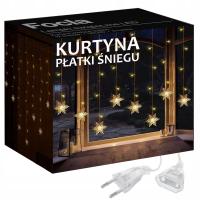 KURTYNA ŚWIETLNA LED LAMPKI CHOINKOWE PŁATKI ŚNIEGU Białe Ciepłe - GIRLANDA