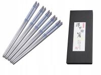 Набор из 5 пар палочек для суши из нержавеющей стали, украшенных серым