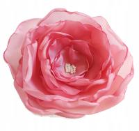 Pudrowy róż broszka duża prezent kwiat 12cm