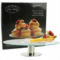 СТЕКЛЯННАЯ ВИТРИНА ВРАЩАЮЩАЯСЯ ПОДСТАВКА ДЛЯ ТОРТА ТОРТ ФРУКТЫ SILVIA 30 СМ КРУГЛАЯ