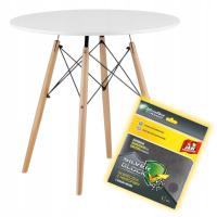 Stół Jadalniany Kuchenny Okrągły 80 Biały Skandynawski Do Salonu Kuchni