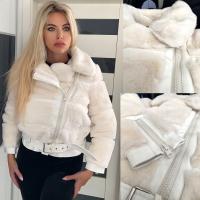 NAJMILSZE FUTERKO TYPU RAMONESKA, Z PASKIEM I KOŁNIERZEM, ZIMOWE XXL FB152D