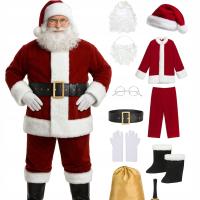КОСТЮМ САНТА КЛАУСА ВЕЛЮРОВЫЙ ПРОФЕССИОНАЛЬНЫЙ VIP НАБОР 11EL УНИВЕРСАЛЬНЫЙ ТЕАТРАЛЬНЫЙ