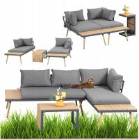 ZESTAW MEBLE OGRODOWE MODUŁOWE NA TARAS 3W1 Z PODUSZKAMI NAROŻNIK BRĄZOWY
