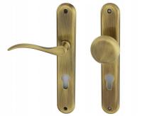 Komplet klamka ARTEMIDA + gałka stała do drzwi wewn. brąz Rozstaw 90 lewa