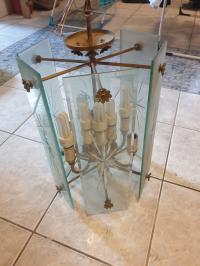 ŻYRANDOL PRL SZKŁO KRYSZTAŁOWE MOSIĄDŹ 12 ŻARÓWEK