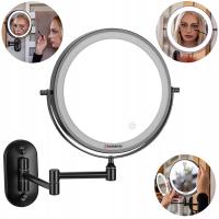 Lustro Uchylne z Podświetleniem LED Łazienkowe Obrotowe Powięk. 5X 3 Barwy