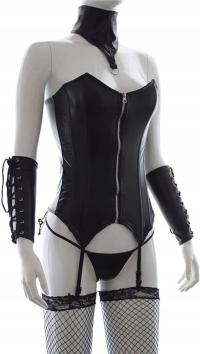 КОСТЮМ КОРСЕТ ПЕРЧАТКИ СТРИНГИ ВОРОТНИК