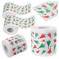 ŚWIĄTECZNY PAPIER TOALETOWY KOLOROWE CHOINKI NA PREZENT OZDOBA ŁAZIENKI