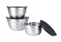 Zestaw 3 misek ze stali nierdzewnej z pokrywkami LIVARNO, 0,55/0,85/1,3 L