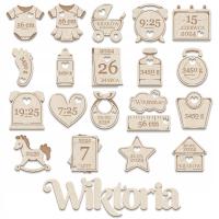 Metryczka STWÓRZ UNIKATOWY ZESTAW DEKORACJI 5 elementów