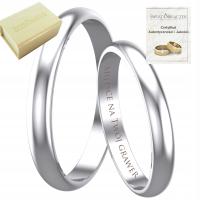 KLASYCZNE OBRĄCZKI Z BIAŁEGO ZŁOTA 585 PÓŁOKRĄGŁE + GRAWER GRATIS +
