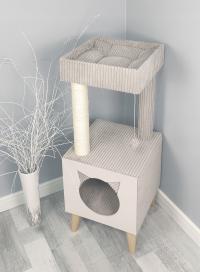 DRAPAK DUŻY XXL DLA KOTA LEGOWISKO DOMEK BEŻOWY SIZAL DRZEWKO CAPPUCCINO