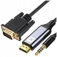 СО2 КАБЕЛЬ VGA-HDMI ПЕРЕХОДНИК КОНВЕРТЕР АУДИО АДАПТЕР ПОЛНЫЙ HD 60 ГЦ 2М