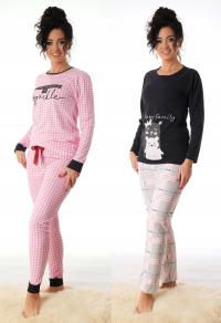 Piżama Damska BAWEŁNIANA ADELL Długi Rękaw Długie Spodnie 1148