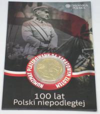 100 lat Polski Niepodległej numizmat platerowany złotem Piłsudski