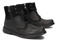 Sztyblety Trzewiki Męskie Ocieplane Skóra Naturalna Suwaki 871 Czarne