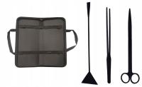 ZESTAW NARZĘDZI AKWARYSTYCZNYCH PROSTY 4SZT NOŻYCZKI PINCETY CZARNY