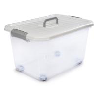 PUDŁO PLASTIKOWE 32l z pokrywą przeźroczyste do przechowywania WZMOCNIONE