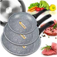 Сковорода набор из 3 сковородок 20/24/28 см гранитная сковорода индукционный газ