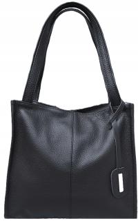 Skórzana Torebka Skóra Naturalna Włoska Vera Pelle Worek Shopper Torba