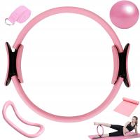 ZESTAW PILATES 5 ELEMENTÓW RÓŻOWY DO FITNESSU I WZMACNIANIA MIĘŚNI