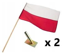 ZESTAW NARODOWY FLAGA POLSKI POLSKA + KIJ + UCHWYT 2szt