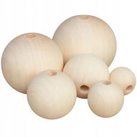 Korale kulki drewniane surowe do MAKRAMY 30mm 50sztuk