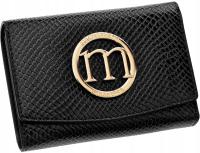 Mały Portfel Damski Monnari Z Klapą Ze Wzorem Skóry Elegancki Czarny Lakier