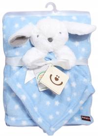 BotoBaby Przytulanka + kocyk 75x100cm niebieski królik PREZENT narodziny