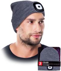 Czapka zimowa LED z latarką szara