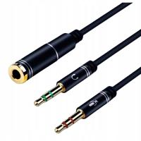 Adapter audio stereo 2x3.5mm minijack, 4PIN, 0.2m