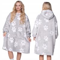 KOC BLUZA Oversize Gruba KOCOBLUZA 2w1 XXL Wzór ŁAPY Futrzak Bluzo Koc